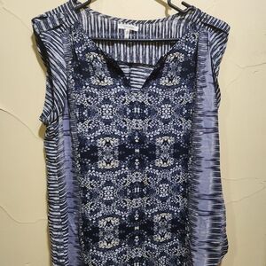 Maurices Blue and White Patterned Blouse